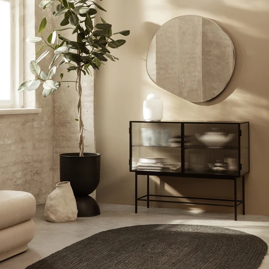 Haze Sideboard Linjerat glas Black Ferm Living - 2