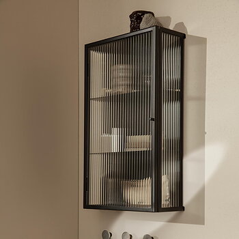 Haze Wall Cabinet Reeded Glas Black Ferm Living