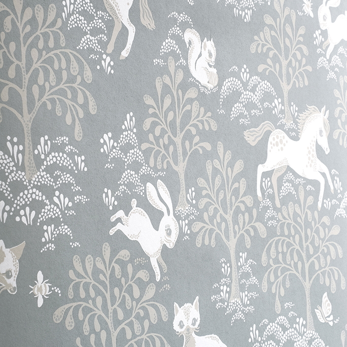 Tapet Fairytale fox - Dusty blue Littlephant - 5