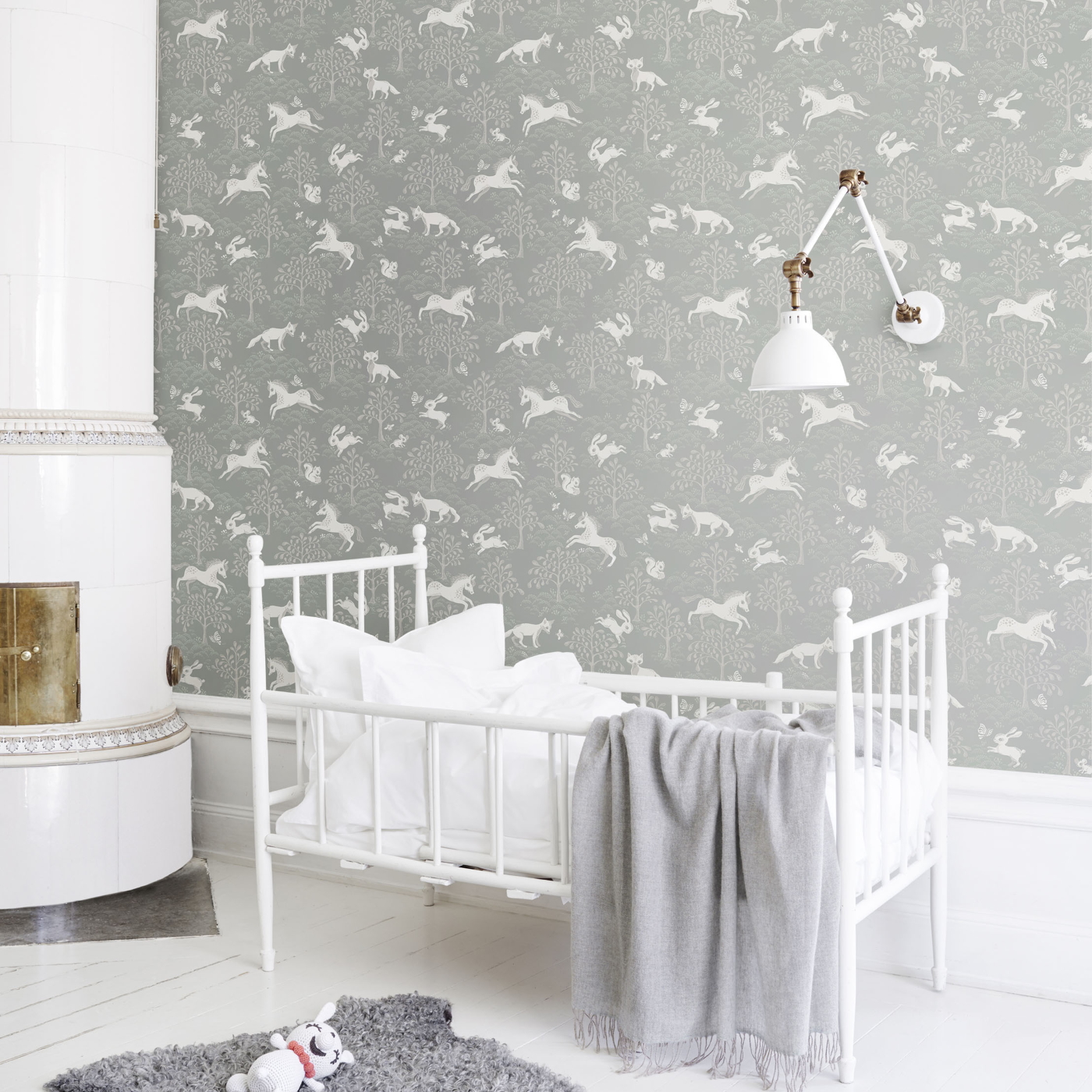 Tapet Fairytale fox - Dusty blue Littlephant - 4
