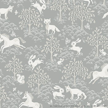 Tapet Fairytale fox - Dusty blue Littlephant