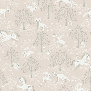 Tapet Fairytale fox - Dusty pink Littlephant