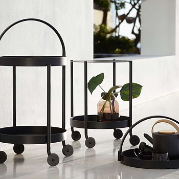 Serveringsvagn utomhus Roll trolley grå Cane-line