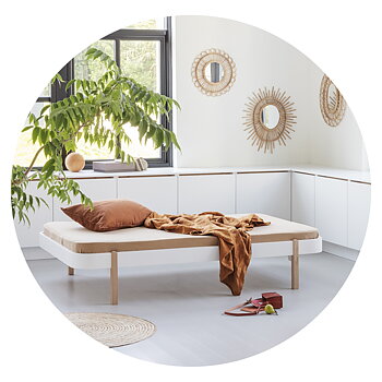  Wood Lounger 120 cm vit / ek Oliver Furniture