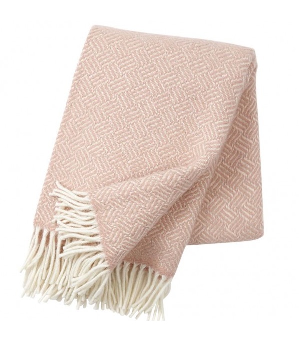 Samba ullpläd med fransar pink, Klippan Yllefabrik