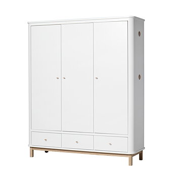 Garderob 3 dörrar Wood vit / ek Oliver Furniture 