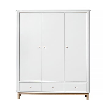 Garderob 3 dörrar Wood vit / ek Oliver Furniture 