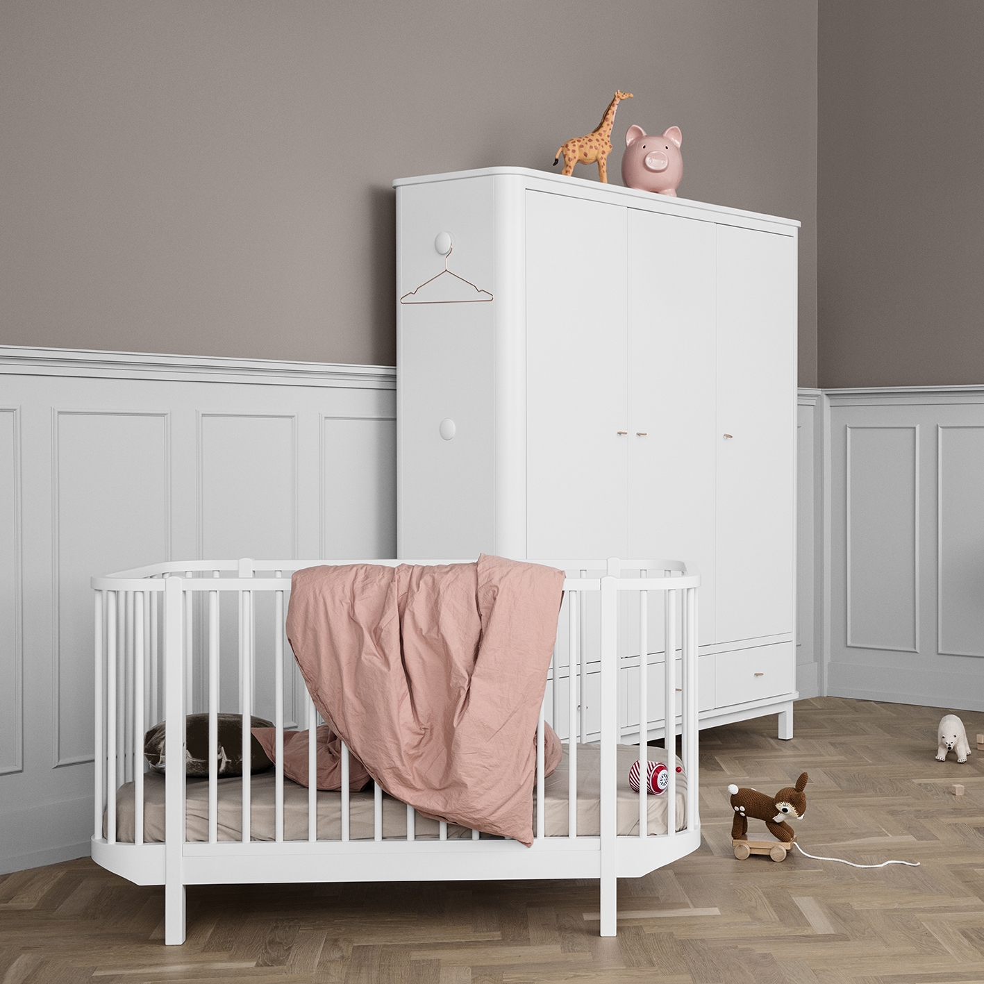 Garderobeskab 3 døre Wood hvid/hvid Oliver Furniture - 5