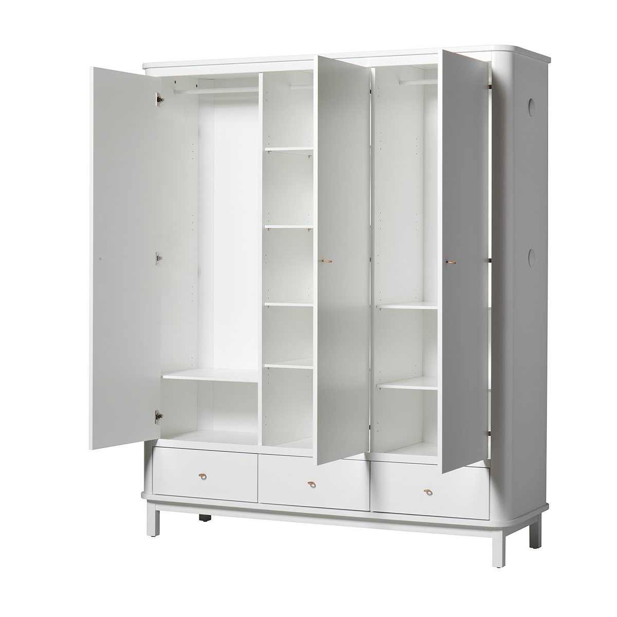 Garderobeskab 3 døre Wood hvid/hvid Oliver Furniture - 3