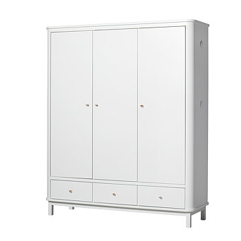 Garderob 3 dörrar Wood vit/vit Oliver Furniture 
