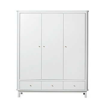 Garderob 3 dörrar Wood vit/vit Oliver Furniture 