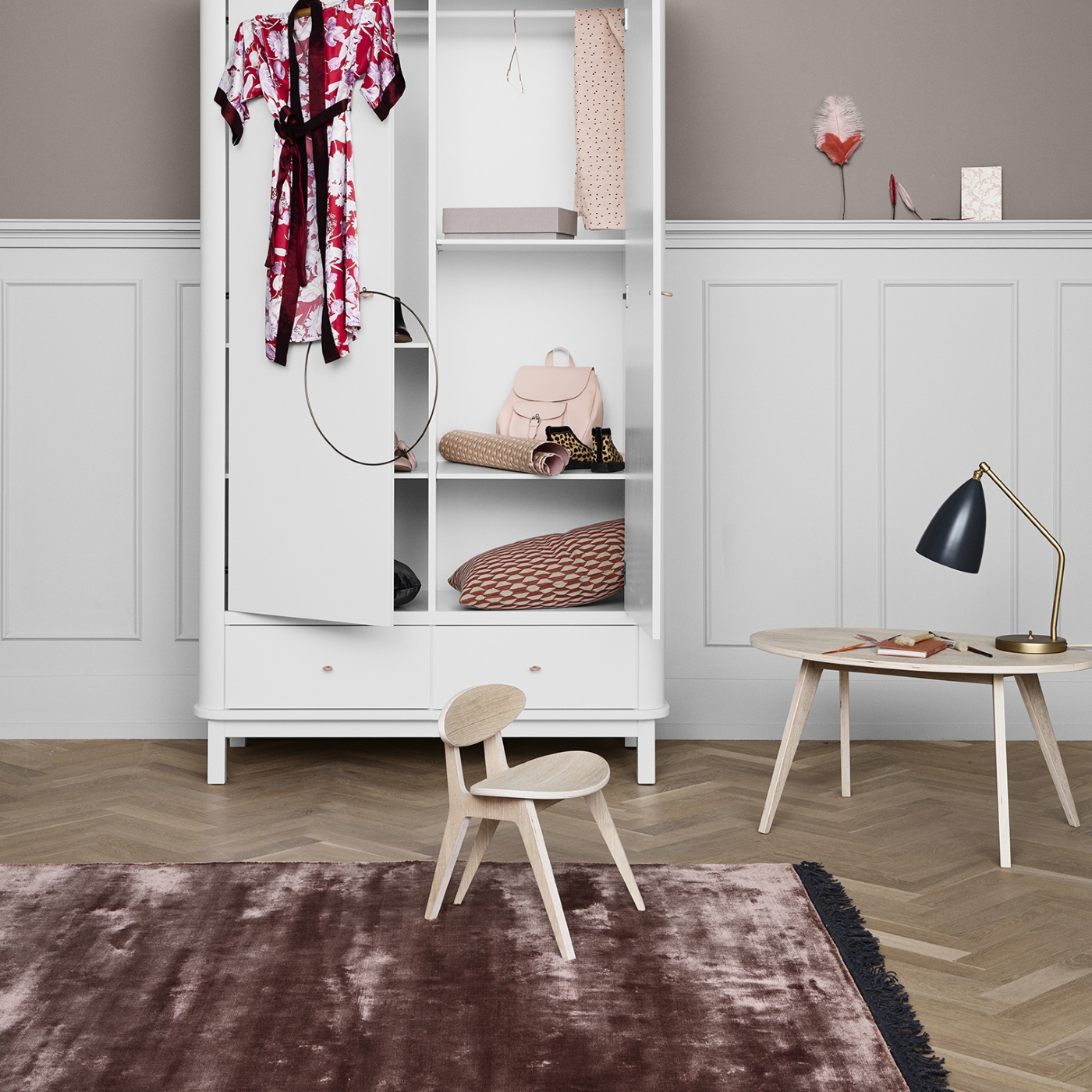 Barnbord PingPong Wood vit/ek Oliver Furniture  - 6