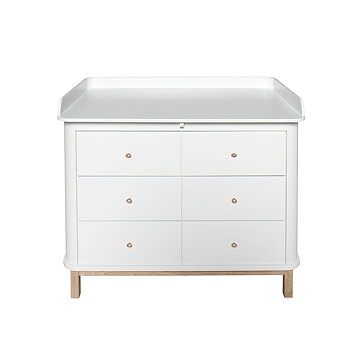 Byrå Wood stor skötbädd vit / ek Oliver Furniture 