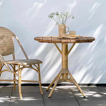 Cafébord NICOLE 80 cm teak/natur runt Sika-Design