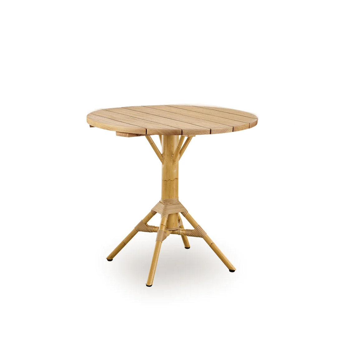 Cafébord NICOLE 80 cm teak/natur runt Sika-Design
