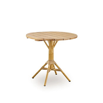 Cafébord NICOLE 80 cm teak/natur runt Sika-Design