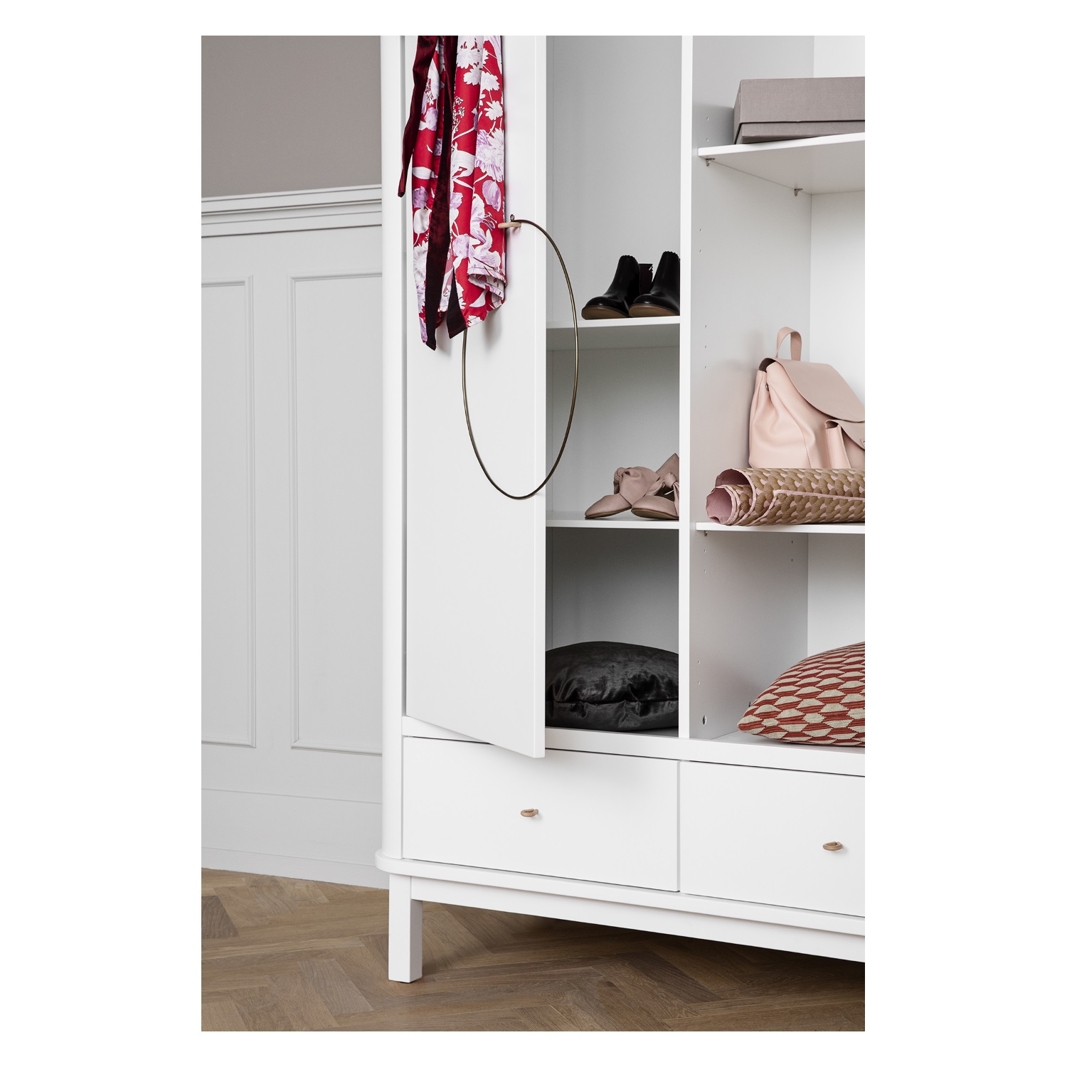 Garderob 2 dörrar Wood vit / vit Oliver Furniture  - 4