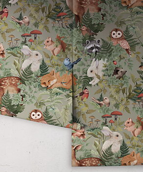Tapet In the Woods Dusty Green Fleur Harris