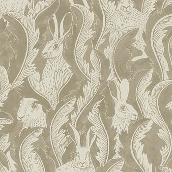 Tapet Hares in Hiding Taupe Långelid / von Brömssen