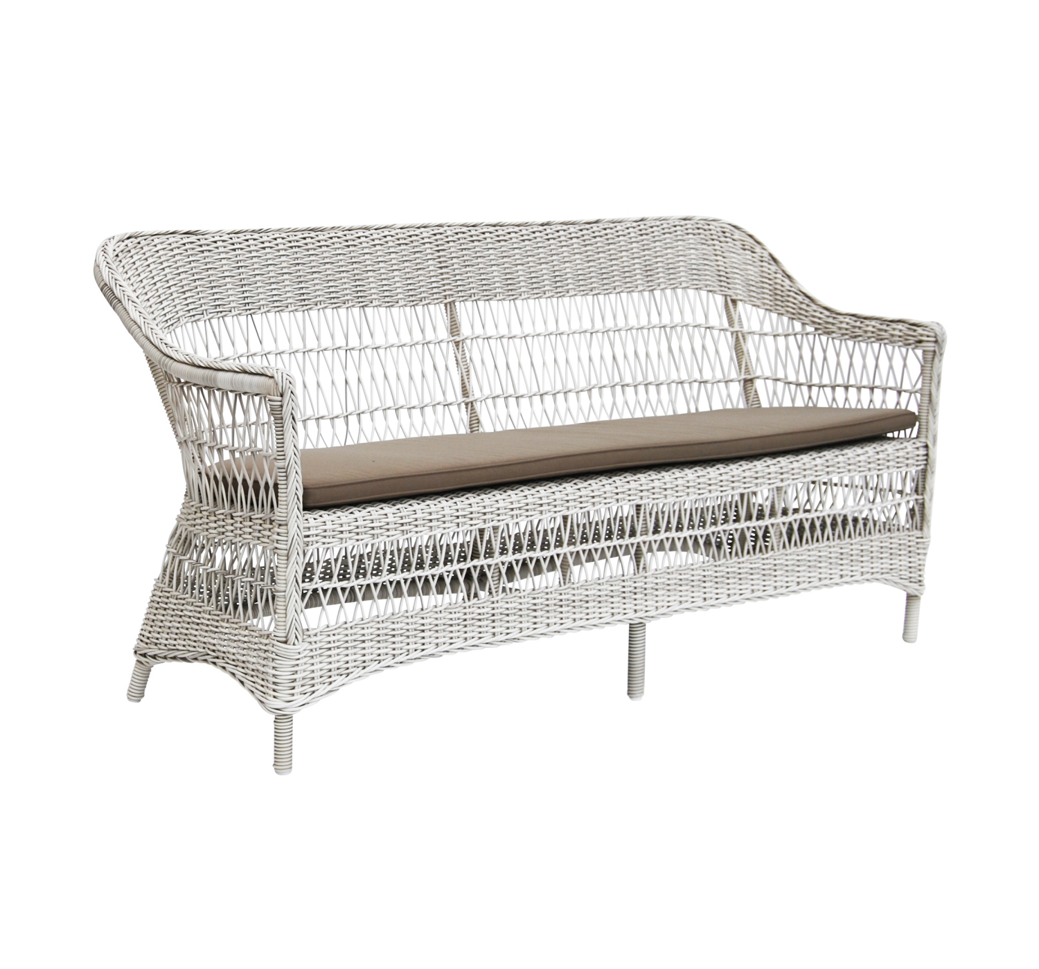 Charlot 3-seters vintage hvit Sika design flettet sofa