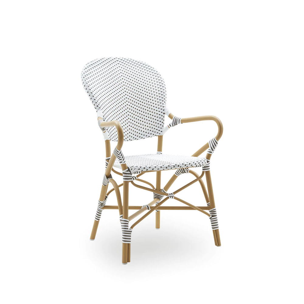 Isabell karmstol ALU EXTERIOR ALMOND vit Sika-design