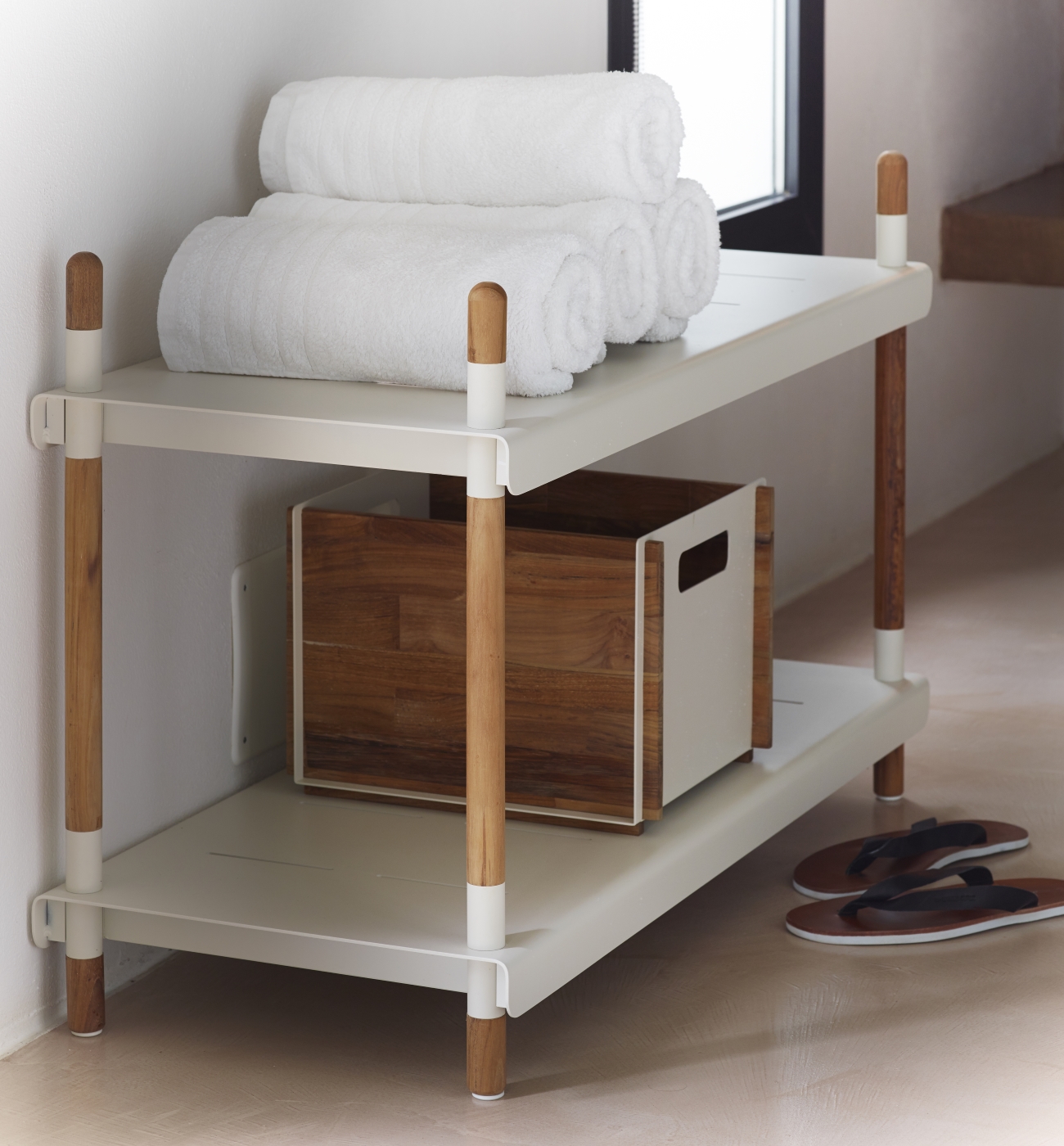 FRAME Låg hylla h:64 cm teak / vit, Cane-line - 6