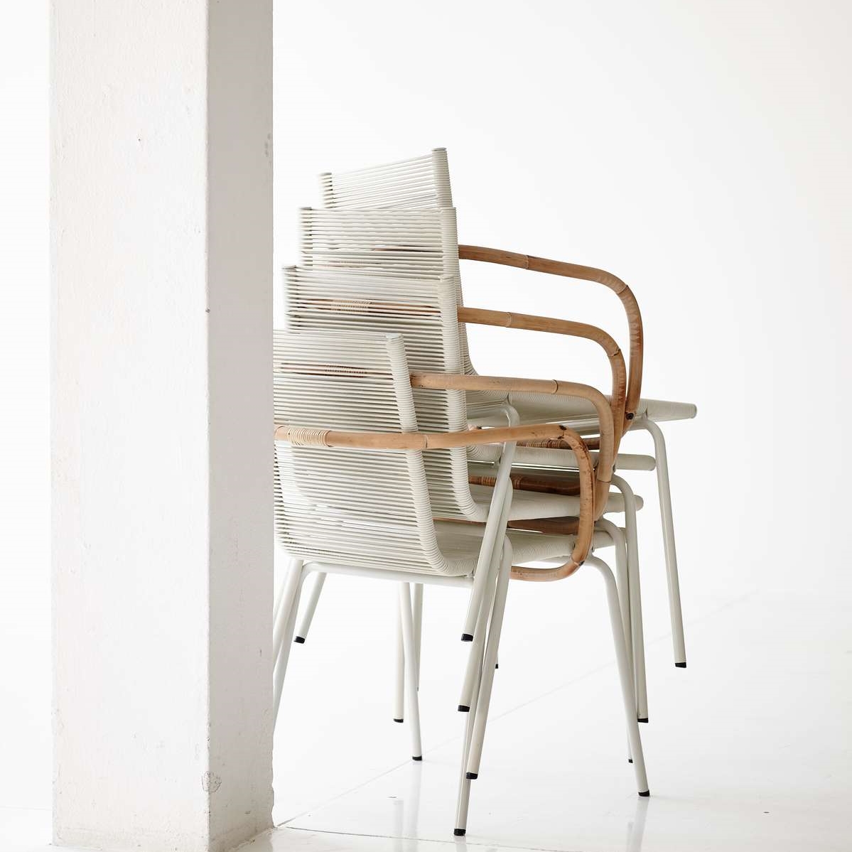 Sidd loungef†t”jl m/rattan armst”d, stapelbar - 4
