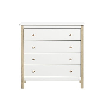 Byrå Wood 4 lådor läder vit / ek Oliver Furniture 