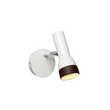 Vägglampa TALK Vit med brunt läder Örsjö belysning