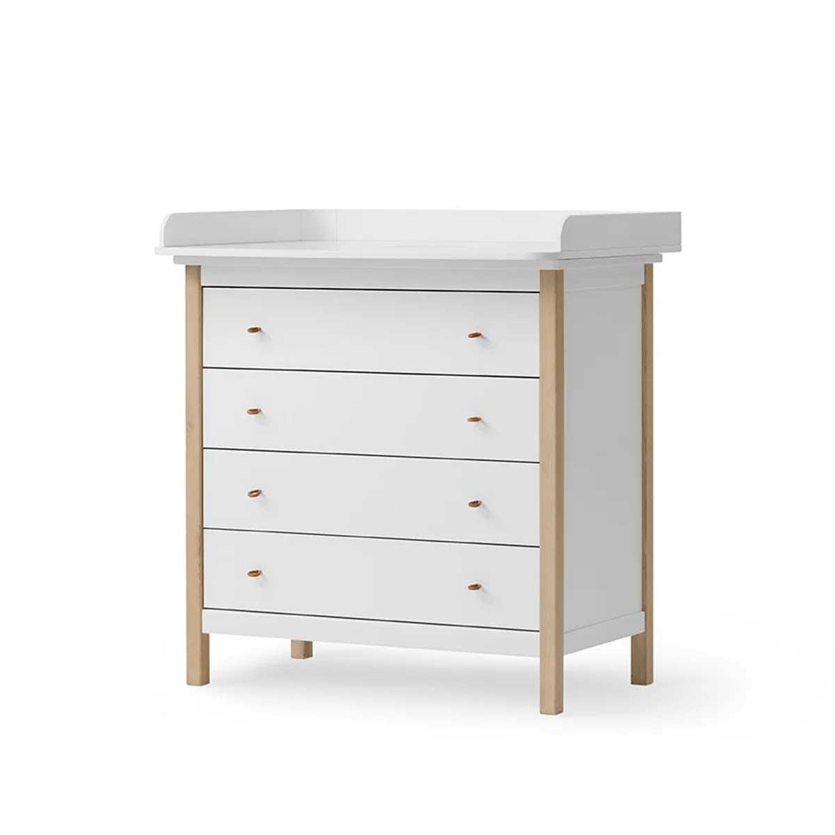 Skötbordsbyrå Wood 4 lådor vit / ek Oliver Furniture  - 3