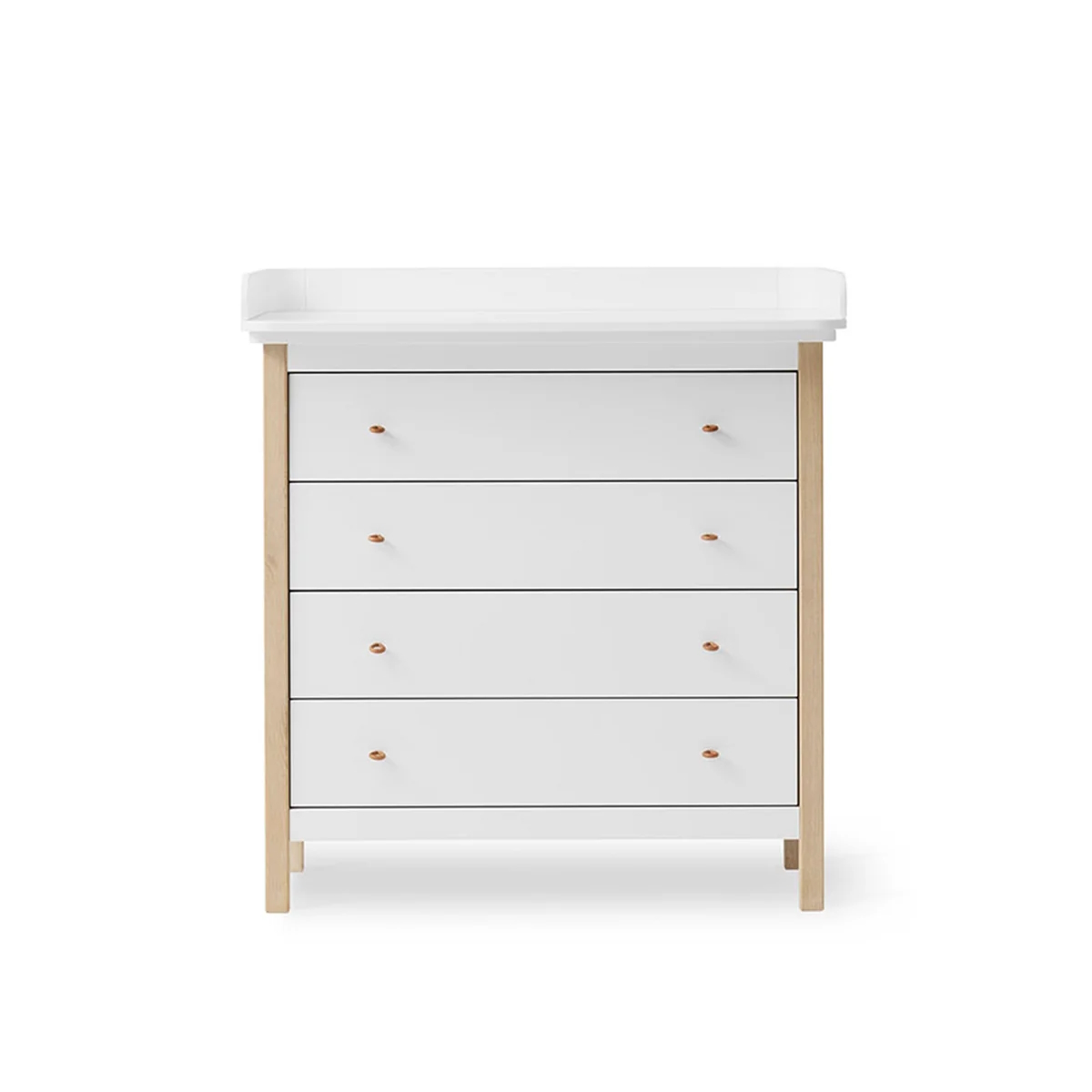Skötbordsbyrå Wood 4 lådor vit / ek Oliver Furniture 