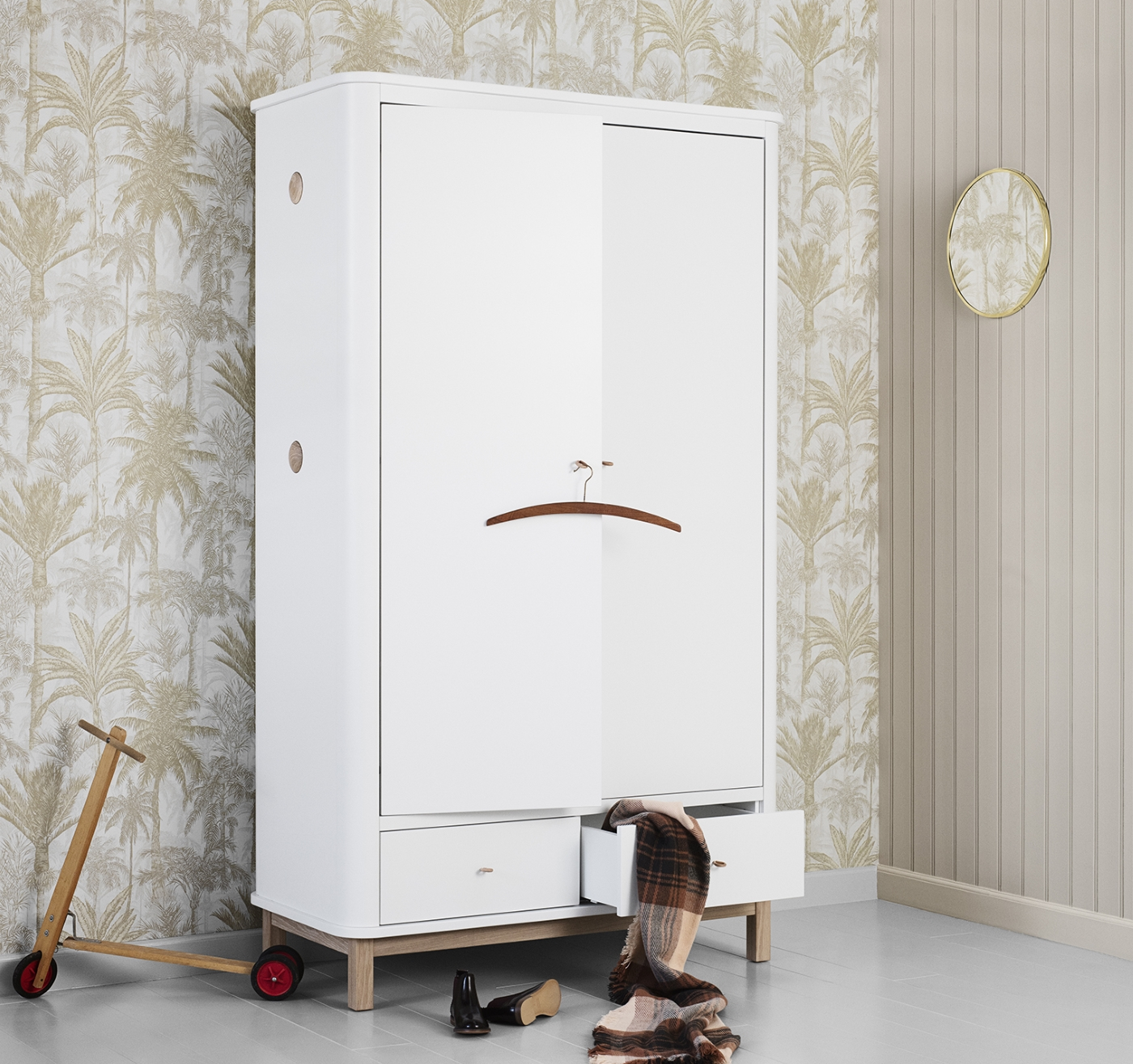 Garderob Wood vit/ek Oliver Furniture  - 9