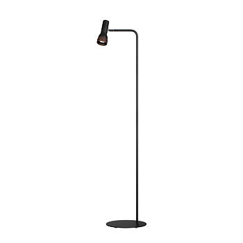 Golvlampa TALK Svart struktur med brunt läder Örsjö belysning