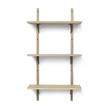 Vägghylla Sector Shelf  Triple  Narrow Ek/ svart mässing
