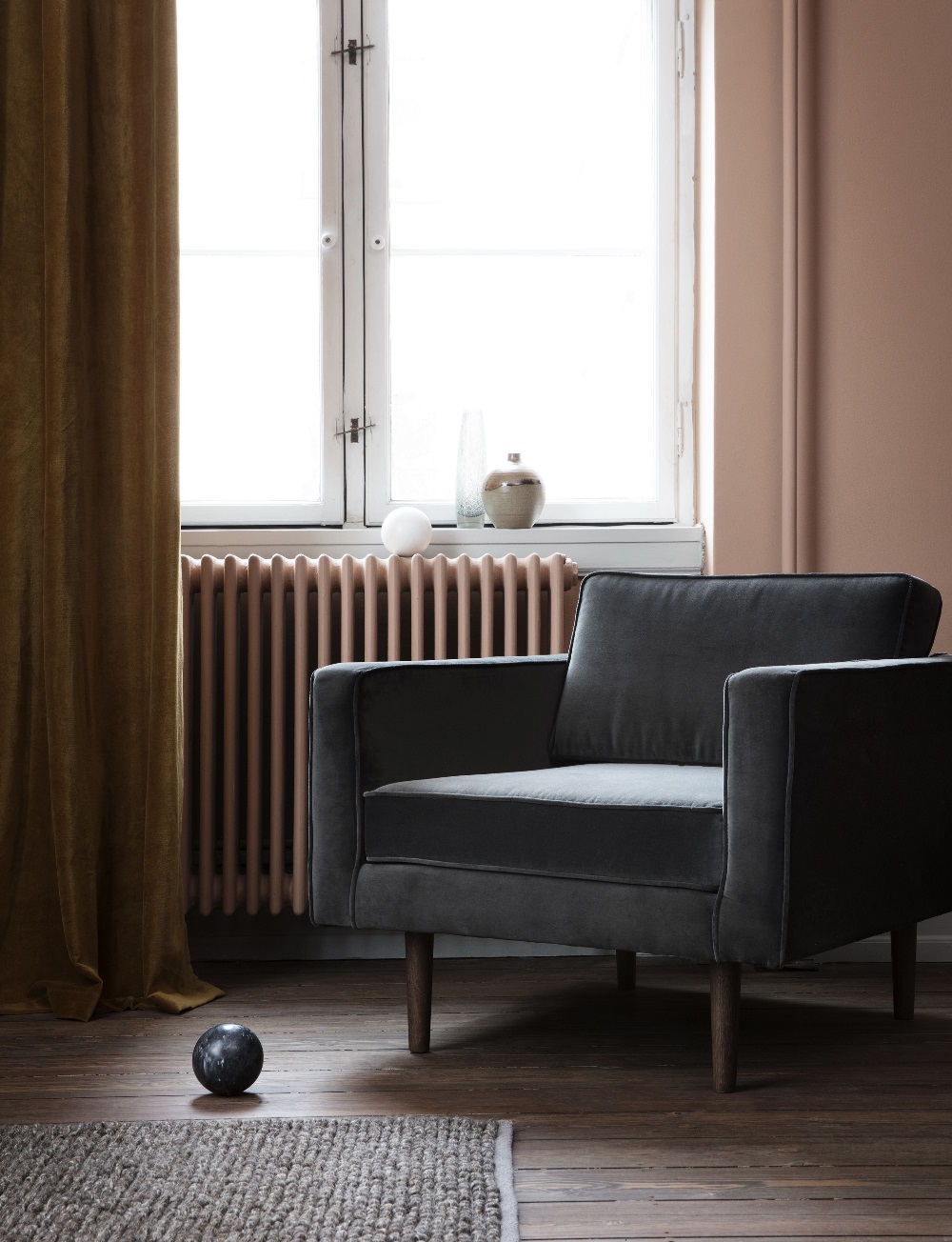 Fåtölj grå sammet VIND, Broste Copenhagen - 3