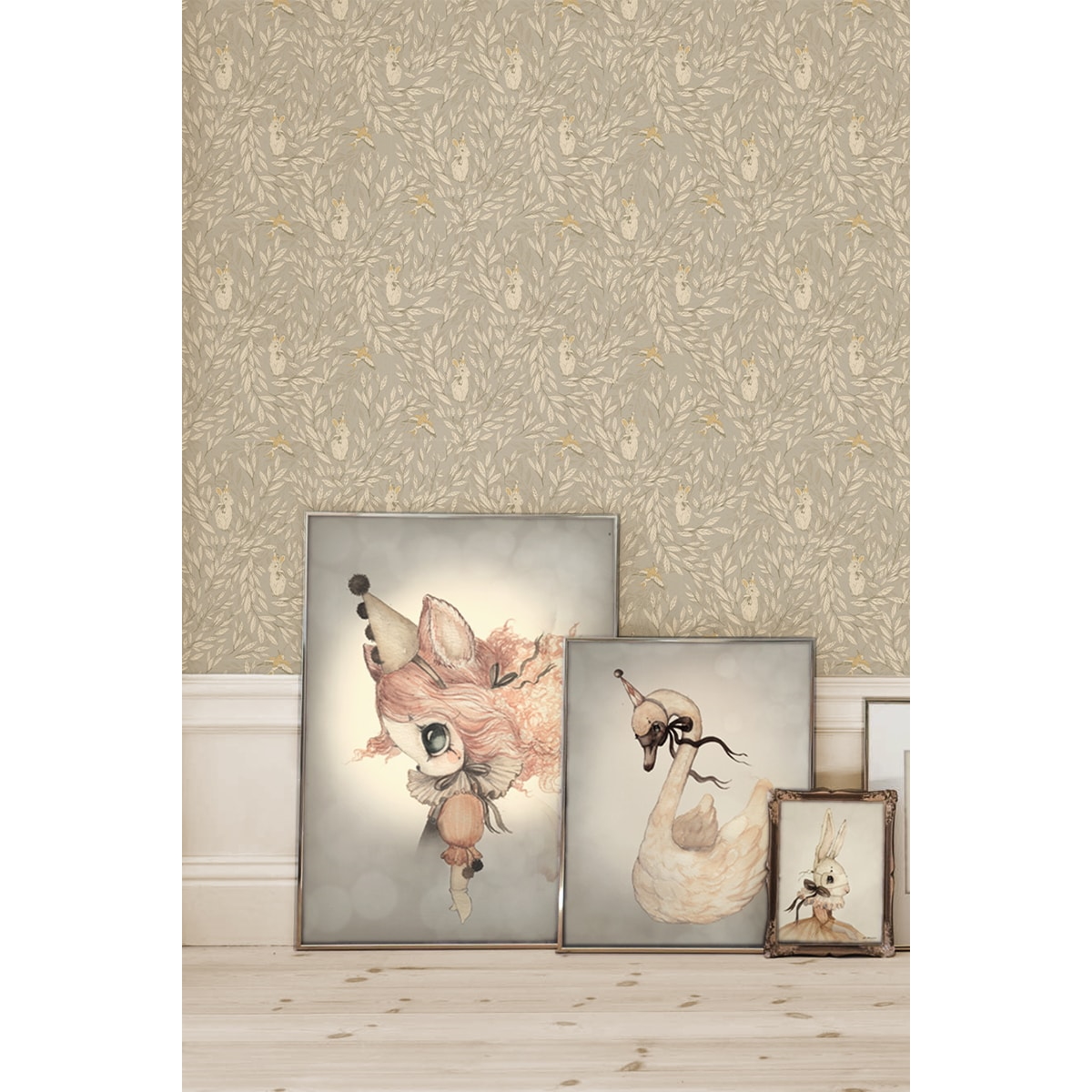  Mrs Mighetto tapet Misty Leaf Fauna grey - 2
