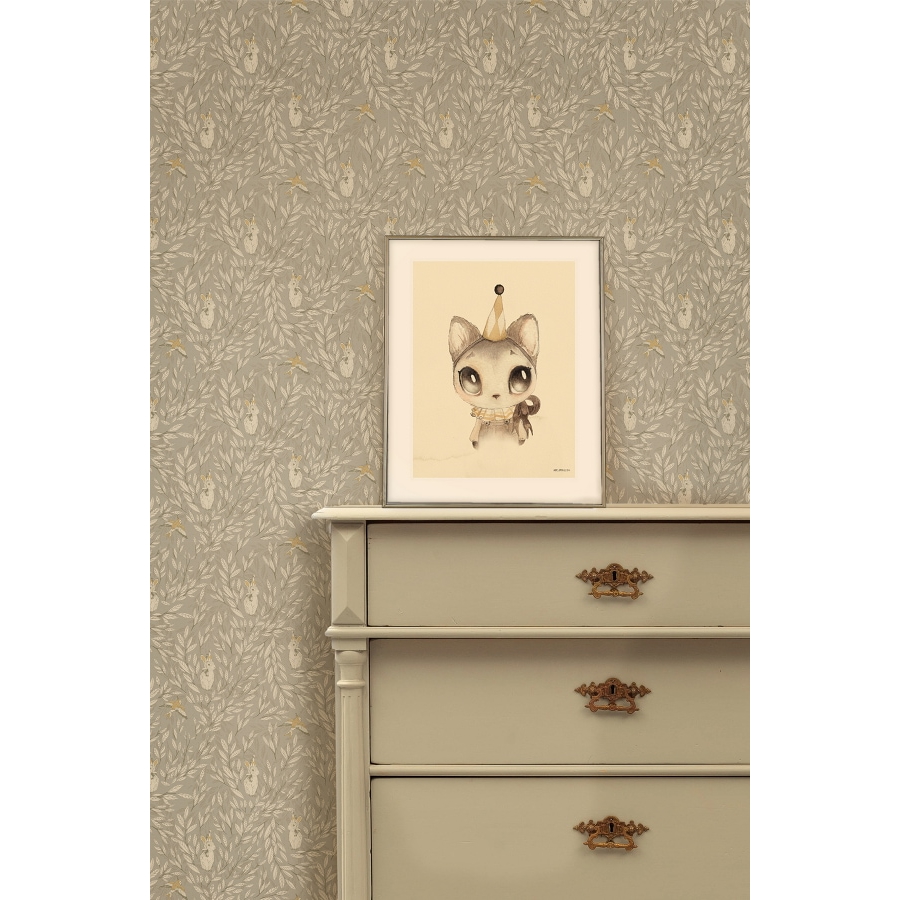  Mrs Mighetto tapet Misty Leaf Fauna grey - 4