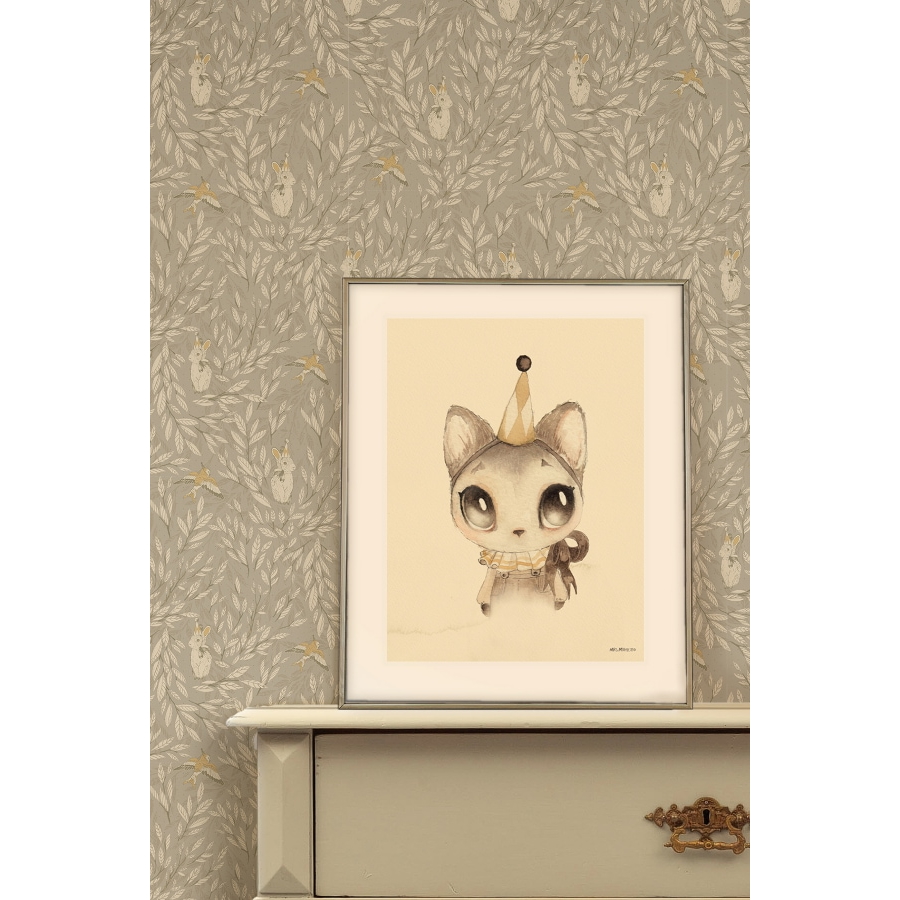  Mrs Mighetto tapet Misty Leaf Fauna grey - 5