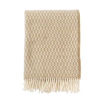 Lovik ullpläd beige Klippan Yllefabrik