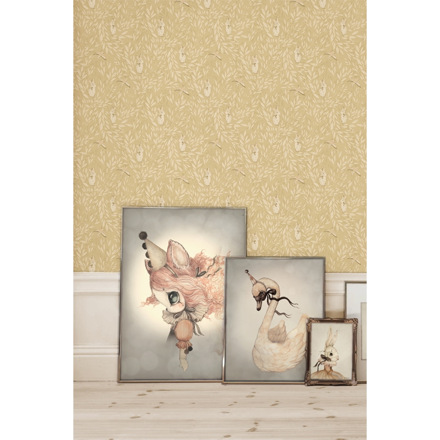  Mrs Mighetto tapet Misty Leaf Fauna mustard - 3