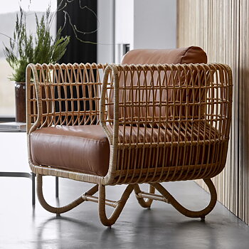 Nest Loungefåtölj rotting läder Cane-line