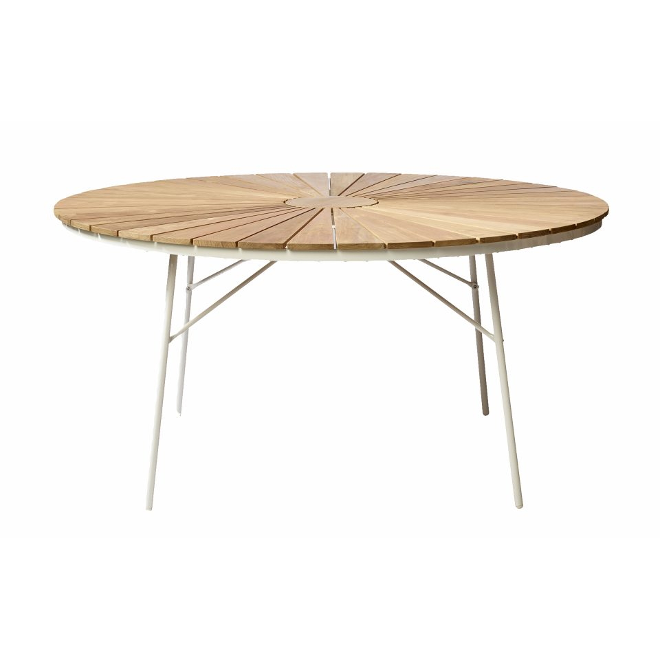 Trädgårdsgrupp Ellen teakbord 150 cm 6 stolar teak / vit Cinas - 6