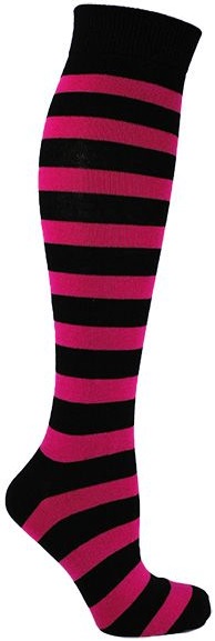 Knästrumpor Black and Fuchsia Thick Striped