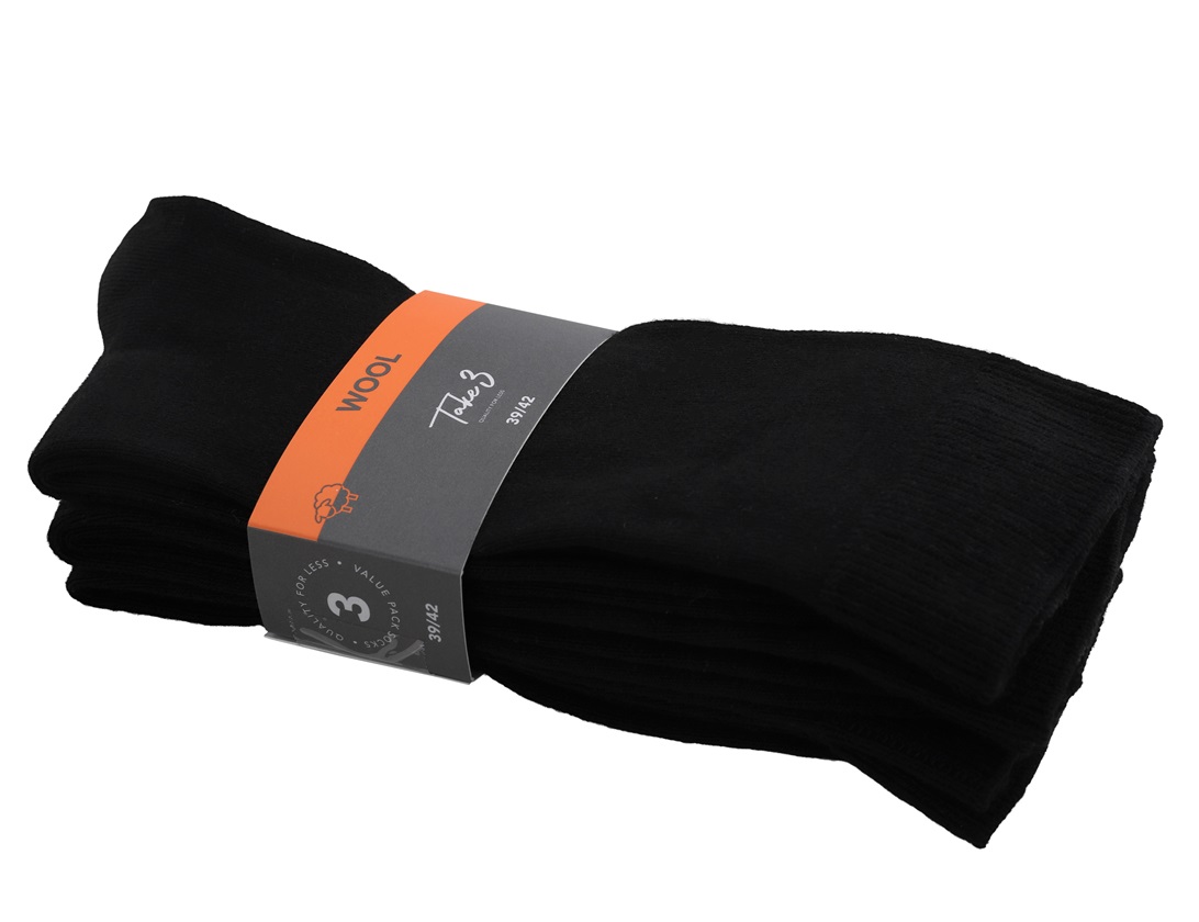 3-Pack Finstickade Ullstrumpor