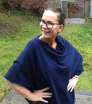 Cashmere - poncho - mörkblå