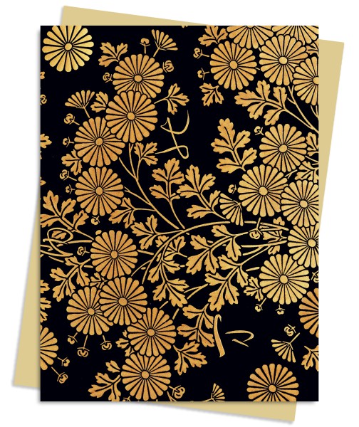 Uematsu Hobi: Box decorated with Chrysanthemums , Greeting Card