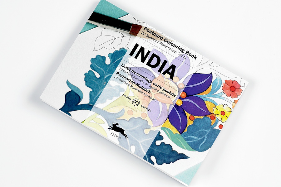India, Postcard Colouring Book