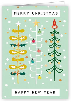 Trees On Blue Background, Mini Cards