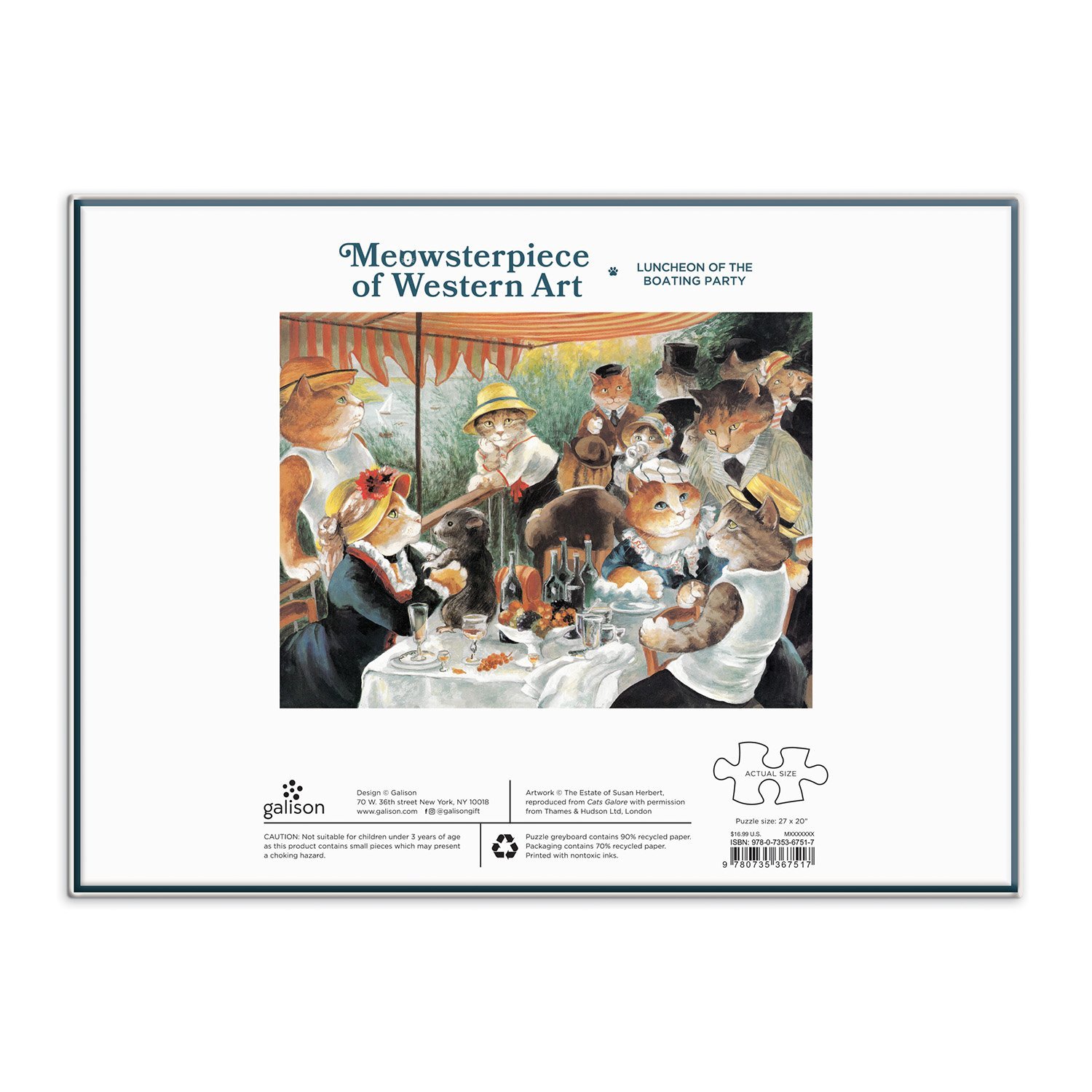 Luncheon of the Boating Party Meowsterpiece of Western Art 1000 Piece Jigsaw Puzzle - 3
