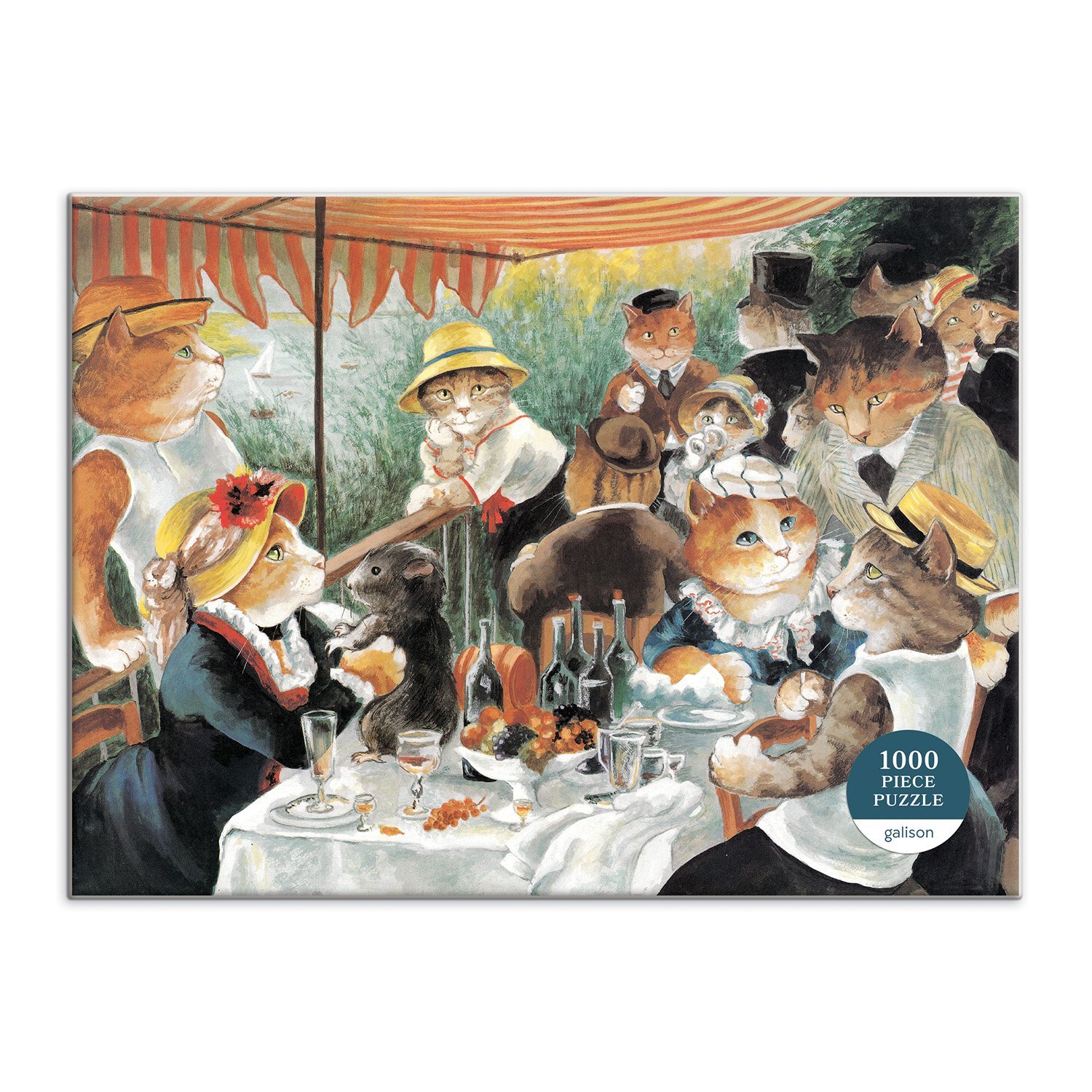 Luncheon of the Boating Party Meowsterpiece of Western Art 1000 Piece Jigsaw Puzzle - 2